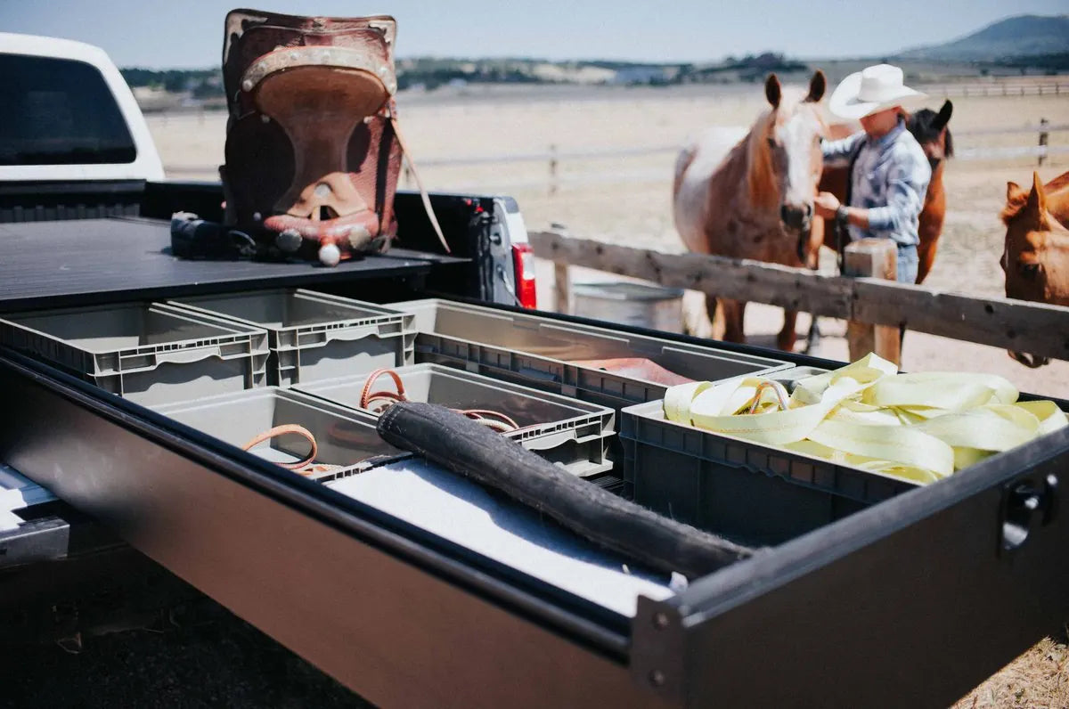 Silver Bullet drawer loaded with ranch and work equipment